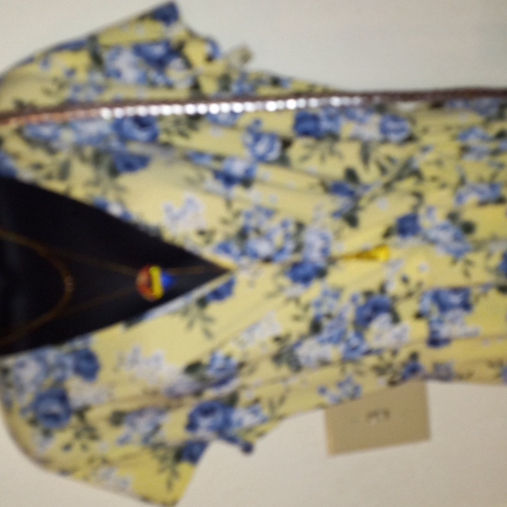 Yellow floral surplice dress